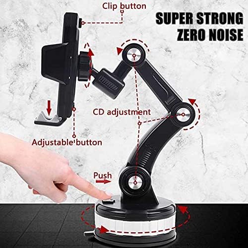 Universal Suction Cup Car Phone Holder Mount – One-Handed Operation Dashboard & Windshield Stand – Adjustable Viewing Angle for Safe Hands-Free Navigation – Durable Black Design for All Smartphones – Effortless Installation and Stability on Bumpy Roads