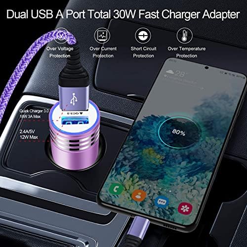 S25 Ultra Quick Charge 3.0 Wall Charger Block with C Cable & Car Plug – Fast Charging Solution for Samsung Galaxy Devices – 18 W Rapid Charger for Efficient On-the-Go Power – Optimal Compatibility with S25+, S24 Ultra, S24 FE, A Series, and More – Compact Design for Maximum Portability & Performance