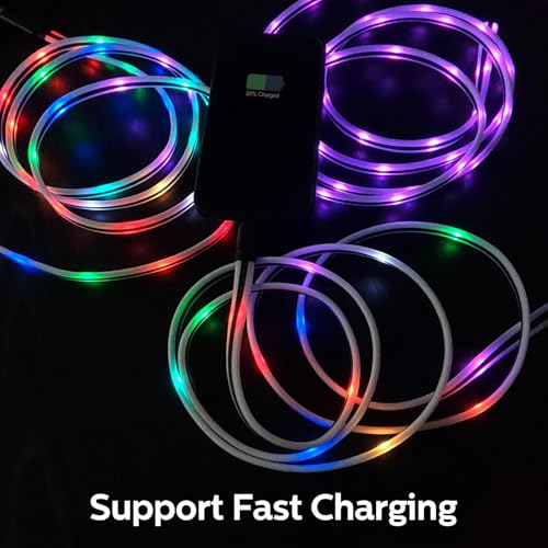 Revamp Your Charging Routine with Our 6 ft Color Changing LED i Phone Charger Cord – MFi Certified Lightning Fast Charging Cable for i Phone 14, 13, 12, 11 Pro Max, i Pad, and i Pod Touch – Durable, Stylish, and Functionally Innovative