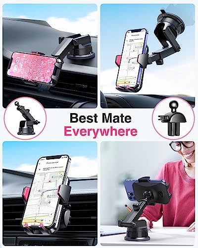 VANMASS 2024 Enhanced Universal Phone Holder – Super Suction Cup Mount for Car Dashboard, Window & Vent – Securely Fits i Phone 15 Pro Max, 14, 13 & More – Hands-Free Vehicle Cradle with 360-Degree Rotation – Sleek Blue Design for Ultimate Convenience and Safety