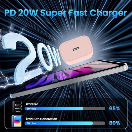10 FT i Pad Fast Charging Cable Set – High-Power 20 W USB C Charger with Extended Reach for Ultimate Flexibility, Compatible with i Pad 10 th/11 th Gen, i Pad Pro (12.9/11 inch), i Pad Air (4 th/5 th), and i Pad Mini – Durable, Stylish Black Design for Seamless Charging Experience