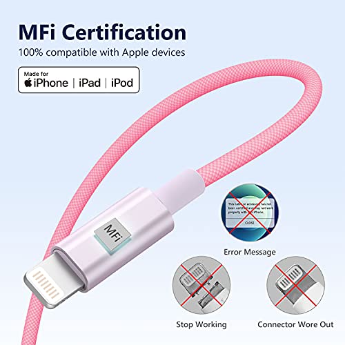 Vibrant USB C to Lightning Charging Cable – 3.3 ft MFi-Certified, Fast Charge for i Phone 14/13/12 Models – Durable Nylon Braided Design with Enhanced Speed and Compatibility for Seamless Connectivity