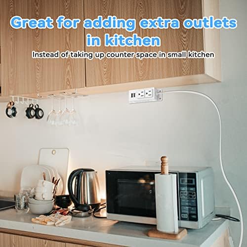 Kungfuking Wall-Mountable Power Strip with USB Ports – 6.56 FT Surge Protector Extension Cord Featuring 2 AC Outlets and Flat Plug Design for Enhanced Charging Flexibility and Device Safety