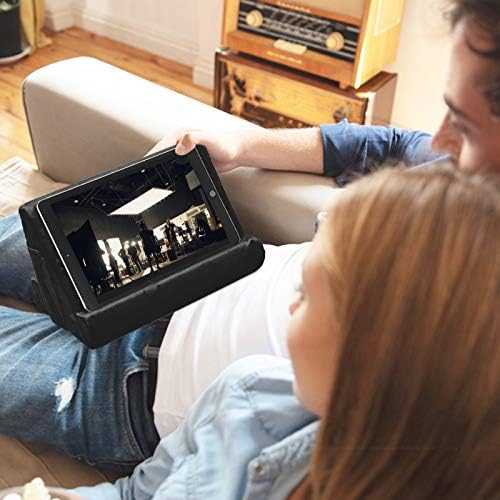 Ultimate Comfort Multi-Angle Tablet Holder and Phone Stand Set – Lightweight and Sturdy Design with Storage Pocket – Ergonomic Cushion for Enhanced Stability and Versatile Use – Modern Black and Light Green Aesthetic for Stylish Workspaces and On-the-Go Convenience