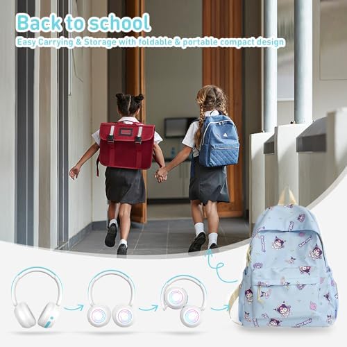 Vibrant LED Bluetooth Headphones for Kids – Lightweight, Hearing-Safe Design with Adjustable Volume Limits, Built-in Microphone, and Ultimate Comfort for School, Travel, and Home – Compatible with Tablets and Smartphones