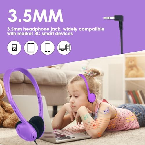 Vibrant Classroom Essential: Bulk Pack of 15 Kids Headphones – Durable Wired Earphones with Universal 3.5 mm Jack for Students, Toddlers, and Teens – Comfortable Fit with Multi-Color Options to Boost Engagement and Enhance Learning Experiences