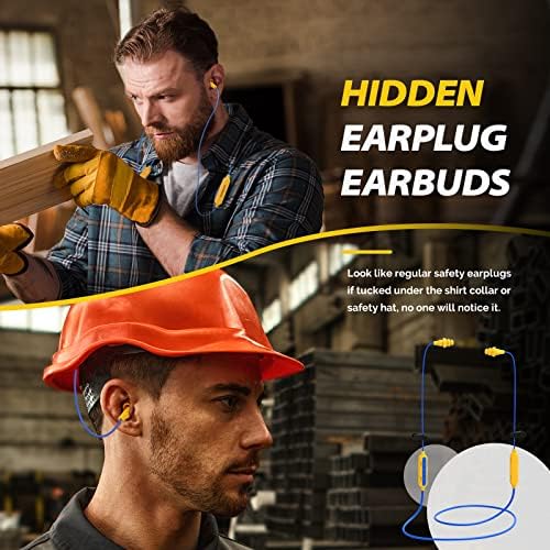 MIPEACE High-Visibility Bluetooth Earplugs – Superior Noise Isolation with 29 d B Sound Reduction, 19+ Hours of Battery Life, Built-In Controls for Seamless Communication in Construction and Lawn Care Settings – Ideal for Work and Calls