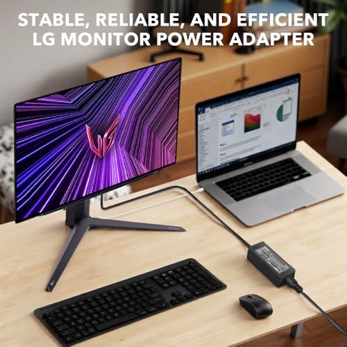 High-Performance 19 V 2.1 A AC Adapter for LG Monitors – Ultimate Replacement Charger for 19-32 Inch LED & Ultrawide Displays – Lightweight, Durable Power Supply for Enhanced Productivity in Home and Office Environments