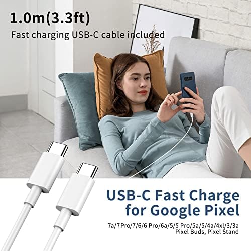 Rapid Charge 30 W USB-C Power Adapter for Google Pixel Devices & i Phone – PD 3.0 Fast Charging with 3 FT Cable – Versatile High-Speed Wall Charger for Pixel 9 Pro, Fold 8, and More – Compact, Durable, and Travel-Friendly Charger for Ultimate Device Compatibility