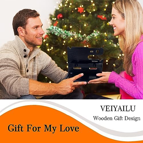 Gifts for Men Women Dad Husband Boyfriend Wood Phone Docking Station Nightstand Organizer for Men Birthday Gifts (Dark Brown) – Enhanced Compatibility and Speed