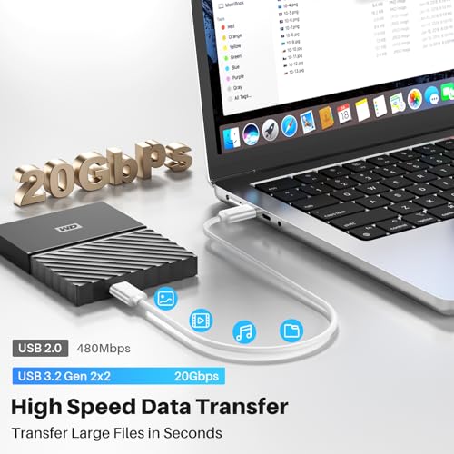 Long USB C Monitor Cable 10FT, 4K@60Hz Video Output 100W PD Charging, 20Gbps Data Transfer, Long USB C 3.2 Gen 2×2 Cable for MacBook, iPad, Dell, LG, ARZOPA, KYY for Portable Monitor – Enhanced Compatibility and Speed