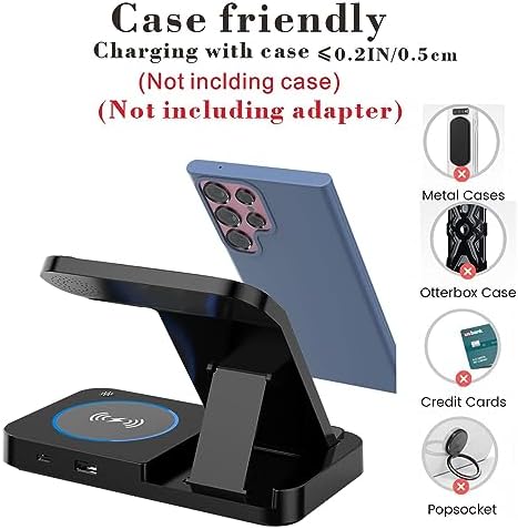 Multi-Device Wireless Charging Station for Samsung: 3-in-1 Fast Charger Stand for Galaxy S25, S24 Ultra, S23, Note 20, Z Flip 6, Fold 6, Galaxy Watch 7, 6, 5 & Buds – Sleek, Efficient Power Solution for Home & Travel