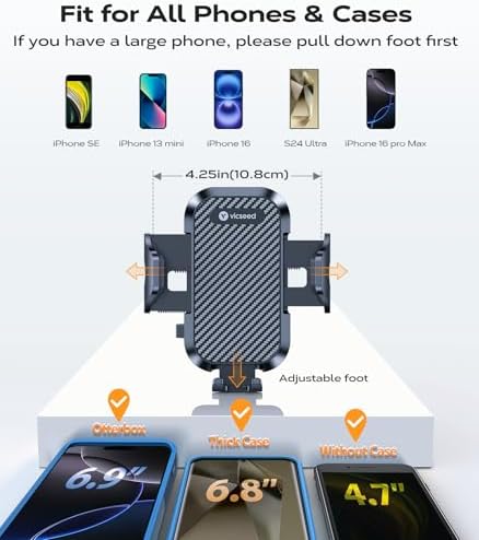 VICSEED 2025 Ultra Stable Air Vent Phone Mount – Secure Smartphone Holder for All i Phone Models (12 to 16 Pro Max) – Effortless Clamp Design with Enhanced Airflow & Durability for Ultimate Driving Convenience