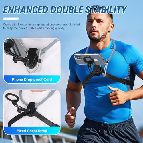 Revolutionary Magnetic Neck Mount for Smartphones – Ultimate POV Phone Holder with Anti-Vibration Chest Strap for Seamless Filming, Compatible with i Phone 12 to 16 Series – Lightweight, Adjustable Comfort for Vloggers and Adventurers