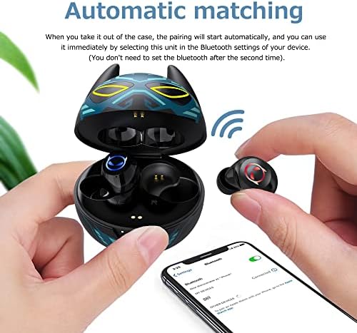 Adorable Kids’ Wireless Earbuds with Bluetooth 5.0 – Waterproof Sport Stereo Earphones for Seamless Connectivity and Enhanced Audio Experience – Perfect for Music, Gaming, and Learning on i Phone/Android – Fun, Durable Design with Noise Reduction and Built-in Mic