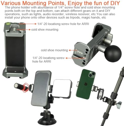 Aluminum Cell Phone Holder with 1 Inch Ball Mount Adapter Compatible with RAM mounts B Size 1″ Socket Arm Bike Motorcycle Car Phone Mount, Double Protection Anti-loosening Locking knob – Enhanced Compatibility and Speed