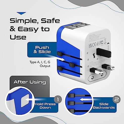 Ultimate Compact Travel Power Adapter for UK & Ireland – Dual USB & USB-C Fast Charger with 3.1 A Output – Type G Plug Converter for Seamless Global Connectivity in Hong Kong, England, Dubai, and Saudi Arabia – Safe, Efficient Design for Smart Travelers