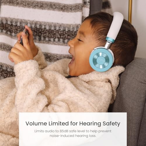 Safe & Stylish Bluetooth Headphones for Kids – Puro Sound Labs Junior Jam Plus with Volume Limiting Technology, 22-Hour Battery Life, and Comfortable On-Ear Fit, Perfect for Tablets and Smartphones in Trendy Blue Finish
