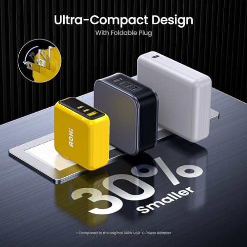 Revolutionary AOHI Magcube 140 W USB-C Charger with PD3.1 Technology – Ultimate 3-Port Ga N+ Fast Charging Adapter for Laptops, Tablets, and Smartphones – Compact Foldable Design for Mac Book Pro, Dell XPS, i Pad Pro, i Phone 15 Pro – Enhanced Safety Features and Smart Charging Indicators – Superior Overheating Protection with AOHICE 3.0 Temperature Control Technology – Perfect for Multi-Device Users Seeking Efficiency and Reliability – Streamline Your Charging Experience with Cutting-Edge Compatibility and Performance
