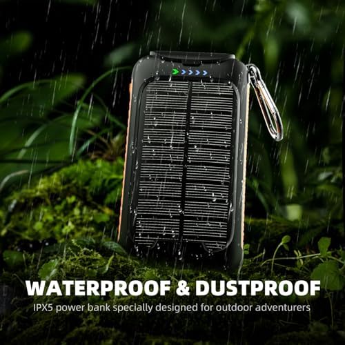 Ultimate 49,800 m Ah Solar Power Bank – Rugged Waterproof Portable Charger with 15 W Fast Charge USB-C & Built-in LED Flashlight – Eco-Friendly Outdoor Charging Solution for All Mobile Devices and Electronics
