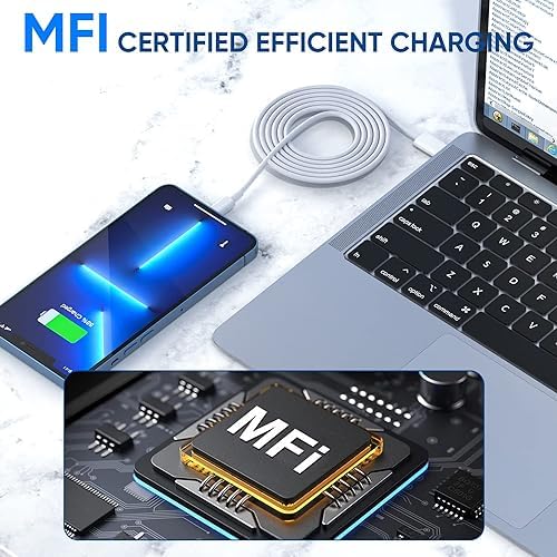 High-Speed i Phone 13 & 14 Charging Solution – Apple MFi Certified 2-Pack USB-C to Lightning Cable with 20 W Wall Charger – Optimal for Fast Data Transfer & Enhanced Compatibility with i Phone 14/13 Pro Max/13 Mini/12/11 Pro Max – Durable, Travel-Friendly Design for Effortless Power Access Anywhere