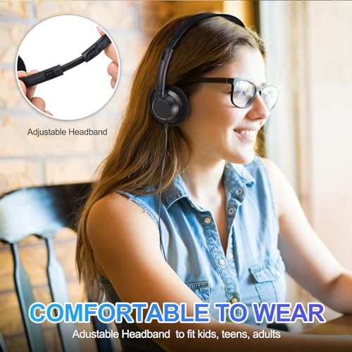 60-Piece Classroom Headphone Set – Adjustable On-Ear Design for All Ages – Noise-Canceling 3.5 mm Audio Jack – Premium Sound for Schools and Libraries – Hygienic, Durable, and Lightweight Headphones for Enhanced Learning Experiences – Perfect for Prolonged Use in Educational Settings
