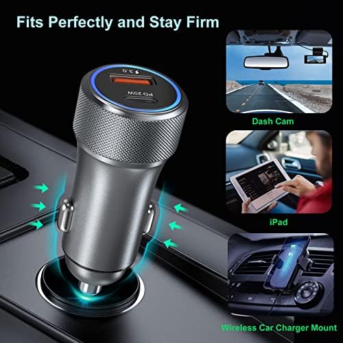 Bangfun 25 W Dual-Port USB-C Car Charger with 2 x 6.6 ft Cables – Ultra-Fast Charging for Samsung Galaxy S24/S23/S22/S21/S20 FE – Compact, Reliable, and Versatile Power Solution for On-the-Go Devices