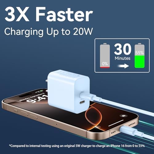 20 W Dual-Port USB-C Fast Charger with 6.6 FT Cable – Ultimate Power Solution for i Phone 15/16 Pro Max & Android Devices – Efficient Travel Companion Designed for rapid charging, this 20 W Dual-Port USB-C Charger ensures your i Phone 15/16 Pro Max and Android devices stay powered up with maximum efficiency. Featuring a generous 6.6 FT USB-C to C cable, this charger eliminates the inconvenience of short cords while allowing you to multitask with ease. Its dual-port design offers the ability to charge two devices simultaneously, making it ideal for busy professionals and frequent travelers. Enjoy broad compatibility across multiple Apple and Android devices, ensuring versatility for all your charging needs. The compact and lightweight structure of this charger enhances portability, making it an essential accessory for your on-the-go lifestyle. Built with high-quality materials, this charger prioritizes durability and safety, giving you peace of mind while delivering fast charging performance. Elevate your charging routine and stay connected wherever life takes you with this indispensable charging solution.