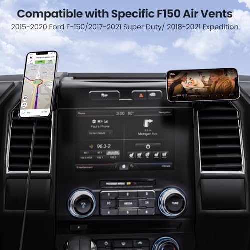 Kaishengyuan Magnetic Vent Phone Mount Compatible with 2015-2020 Ford F-150, 2017-2021 Super Duty & 2018-2021 Expedition, Car Full Metal Phone Holder Cradles Bracket Stand for All Smartphone – Enhanced Compatibility and Speed