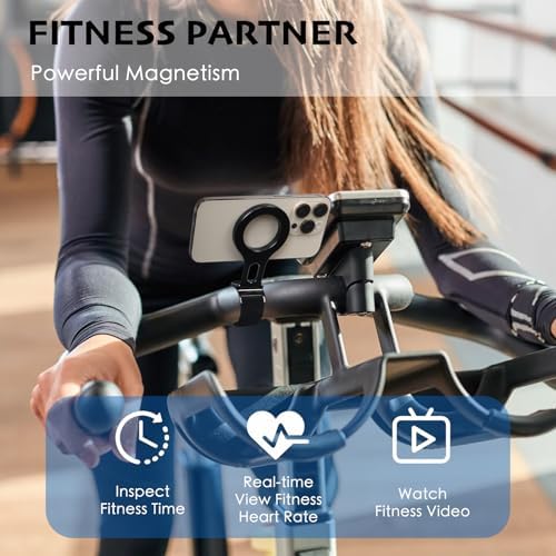 Revolutionary Magnetic Phone Holder for Stroller Bar – Mag Safe Compatible & 180° Adjustable for Gym, Home Fitness, and Shopping Carts – Securely Attaches with Versatile Strap, Includes Magnetic Ring for Universal Smartphone Compatibility – Elevate Your Multitasking Experience Today!