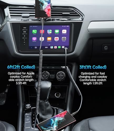 Coiled USB C to USB C Charger Cable 2-Pack (3 FT) – Fast Charging for i Phone 16/15/15 Pro/15 Plus/15 Pro Max & Samsung Galaxy S23 – Tangle-Free Design for Effortless Use in Car or Home – Durable, Flexible Power Solution for All USB C Devices