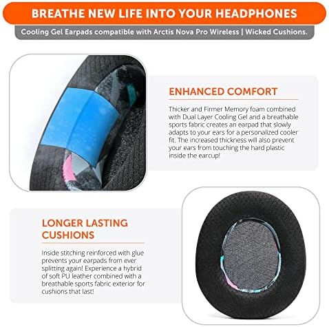 Experience Ultimate Comfort with WC Freeze Nova Pro Wireless Cooling Gel Earpads for Arctis Nova Pro – Exclusive 90’s Black Design, Enhanced Durability & Sound Isolation, Tailored Fit for Gamers Seeking Maximum Performance and Prolonged Play Sessions