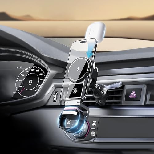 Ultimate 3 in 1 Wireless Car Charger – 15 W Fast Charging Phone Holder & Foldable Magnetic Mount for i Phone, Android, Apple Watch & Air Pods – Unmatched Compatibility & Speed for Seamless On-the-Go Charging