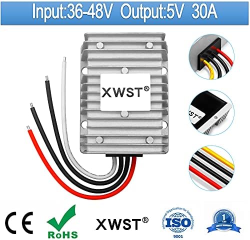 Versatile Waterproof DC/DC Buck Converter: 36 V/48 V to 5 V Step Down Module – 6 A, 30 W Power Supply for Automotive, Marine & Solar Applications – Enhanced Efficiency & Safety Features for Reliable Power Delivery