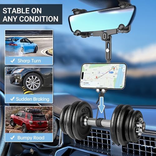 Revolutionize Your Driving Experience with Our Premium Mag Safe Car Mount – Secure Rear View Mirror Phone Holder for i Phone 16/15/14/13/12 Series & All Mag Safe Devices – Effortless Installation, Adjustable Viewing Angles, and Superior Magnetic Grip for Ultimate Safety and Convenience