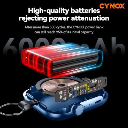 6000 m Ah Magnetic Power Bank – 3-in-1 Portable Charger for i Phone 12-16, Apple Watch, and Air Pods – 22.5 W Fast Charging USB-C Battery Pack for Effortless On-the-Go Power and Enhanced Device Compatibility