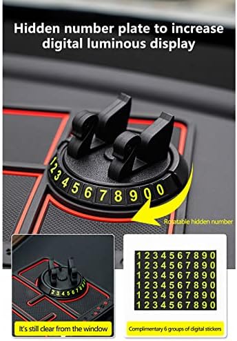 Revolutionary 4-in-1 Non-Slip Phone Pad for Cars: Glow-in-the-Dark Dashboard Mat with Integrated Parking Card Holder & Aromatherapy Enhancer – Universal Smartphone Compatibility (Red) for Enhanced Safety and Convenience