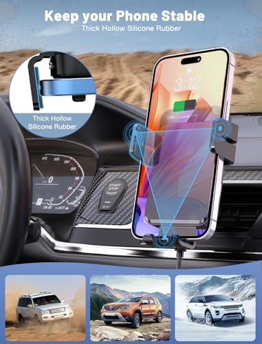MOKPR Wireless Car Charger – Smart Auto-Clamping Air Vent Mount for Fast Charging (15 W/10 W/7.5 W) – Compatible with i Phone 15/14/13/12/11 and Samsung Galaxy – Stylish Pink Design for Modern Vehicles – Effortless Device Stability and Charging On-the-Go