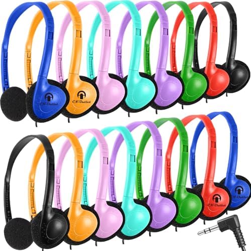 Bulk Kids Headphones – 25-Piece Classroom Audio Package for Enhanced Learning – Lightweight Adjustable On-Ear Design with Universal Device Compatibility in Sleek Black – Perfect for Engaging Group Activities and Extended Listening Comfort – Durable and Affordable Solution for Students and Adults
