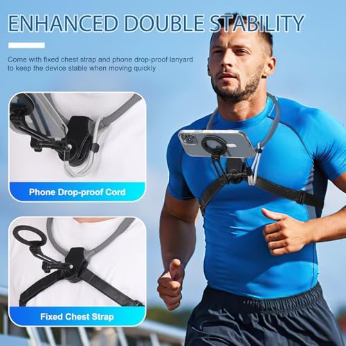 Revolutionary Magnetic Neck Mount for Smartphones – Ultimate POV Phone Holder with Anti-Vibration Chest Strap for Seamless Filming, Compatible with i Phone 12 to 16 Series – Lightweight, Adjustable Comfort for Vloggers and Adventurers