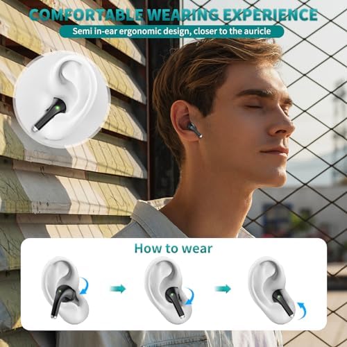 Revolutionary True Wireless Earbuds with Advanced Bluetooth 5.3 Technology – Unmatched Noise-Canceling Earphones Compatible with i Phone 16 Pro Max & Samsung Galaxy S25 – Lightweight Ergonomic Design, Superior HD Microphone, and Extended Battery Life for Ultimate Audio Freedom