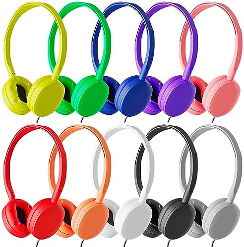 Maximize Student Focus with Maeline 30-Pack Adjustable On-Ear Headphones for Kids – Premium Sound Quality, Lightweight Comfort & Durable Design for Classrooms, Libraries, and Travel – Vibrant Multi-Colored Options, 3.5 mm Plug Compatibility, Effortless Maintenance for Young Learners