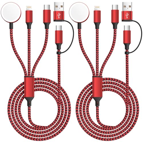 Travel Essentials 3-in-1 Charging Cable for Apple Watch & i Phone | Versatile 5 FT USB A/C to Type C Charger | Fast-Power Solution for Modern Travelers | Ultra-Lightweight & Portable Dual Compatibility | Convenient 2-Pack for Effortless Charging on the Go