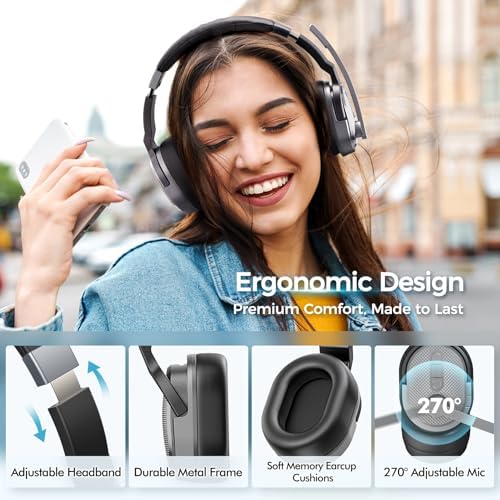 Professional Trucker Bluetooth Headset with 50+ Hours of HD Talk Time and Superior Noise Cancellation – Versatile Dual & Single Mode for Seamless Communication at Home, Office, or On-the-Go (Sleek Silver Finish) – Effortless Pairing and Broad Device Compatibility for Unmatched Convenience and Performance