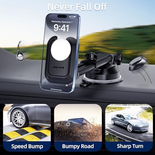 Revolutionary Pop-Tech Car Phone Mount: Adjustable Suction Cup Holder for Pop Socket – Hands-Free Dashboard & Windshield Stand for i Phone & Samsung Devices – Ultimate Safety & Convenience on the Road