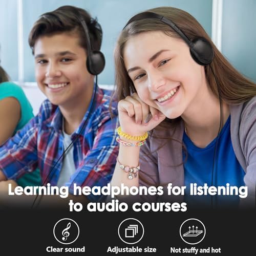 Bulk 10 Pack Kids Headphones for Classroom Use – Durable Wired Audio Solution with Adjustable Fit and Universal 3.5 mm Jack – Perfect for Enhanced Learning and Fun for Children of All Ages – Tangle-Free Comfort for Toddlers to Teens