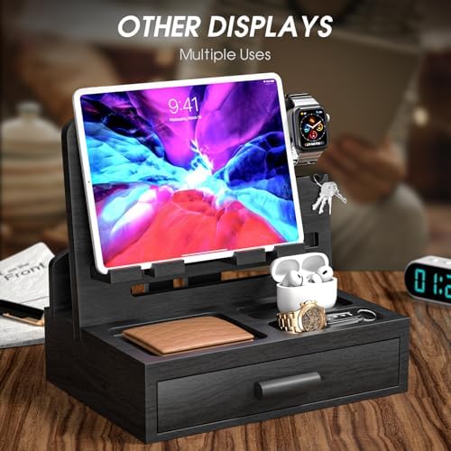 melafa365 Nightstand Organizer for Men,Phone Docking Station with Cable Management,Night Stand with Drawer,Bedside Organizer for Watches,Keys,Wallets,Gifts for Men(Wood) – Enhanced Compatibility and Speed