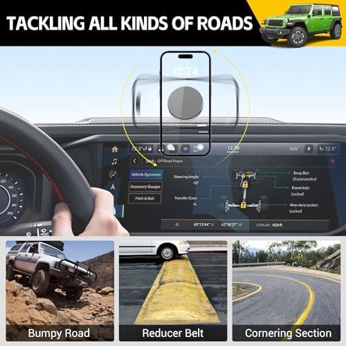 Revolutionary Magnetic Phone Mount for 2018-2023 Jeep Wrangler JL JLU & 2020-2023 Gladiator JT – Ultimate Dash Tray System for Secure Device Holding, Rugged Terrain Compatibility, and Effortless Installation – Ideal Jeep Accessory for Enhanced Navigation and Safety