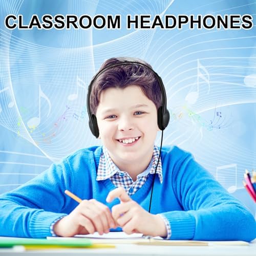 Bulk Kids Headphones – 25-Piece Classroom Audio Package for Enhanced Learning – Lightweight Adjustable On-Ear Design with Universal Device Compatibility in Sleek Black – Perfect for Engaging Group Activities and Extended Listening Comfort – Durable and Affordable Solution for Students and Adults