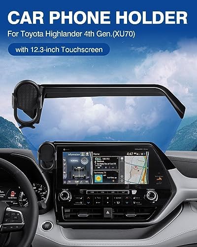 Autorder Custom Fit Car Phone Holder for 2020-2022 Toyota Highlander Limited/Platinum – Hands-Free 360-Degree Rotation Mount for 12.3″ Screens – Durable Smartphone Cradle with Easy Installation and Enhanced Compatibility for Safe Driving Experience